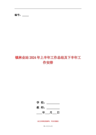 镇林业站2024年上半年工作总结及下半年工作安排