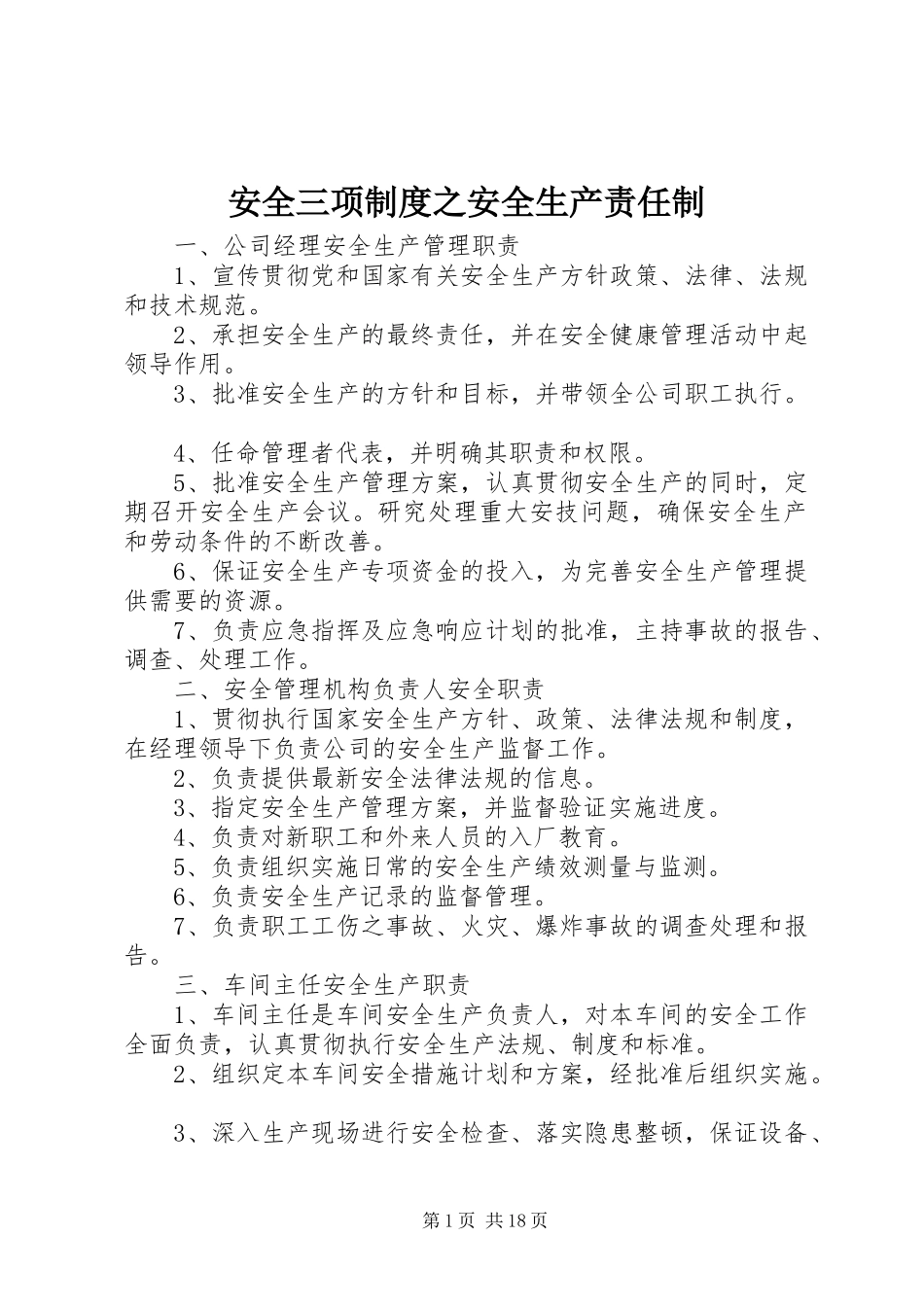 安全三项规章制度之安全生产责任制_第1页