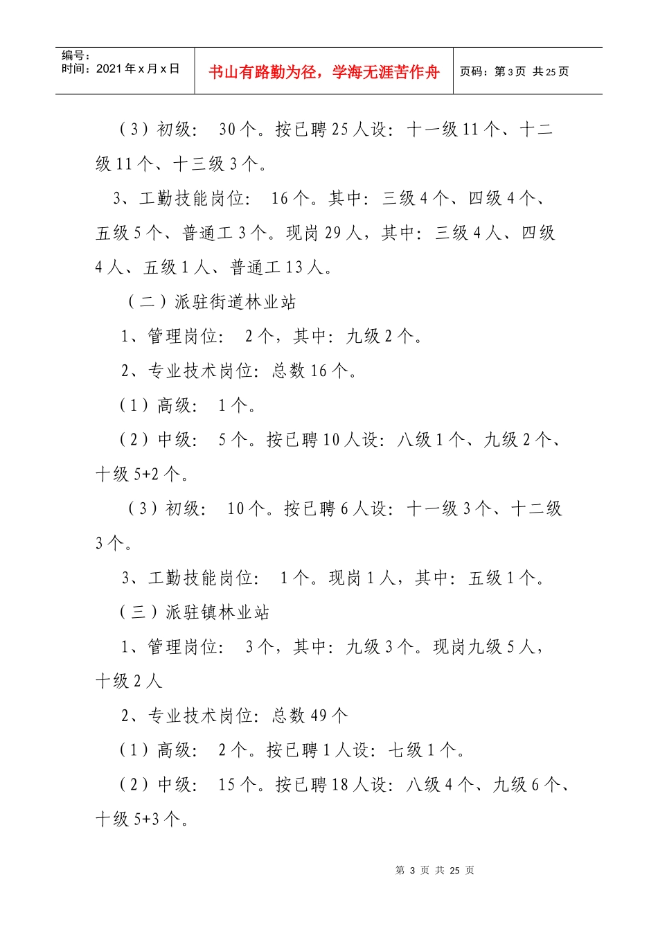 桐城市林业事业单位岗位设置管理实施方案_第3页
