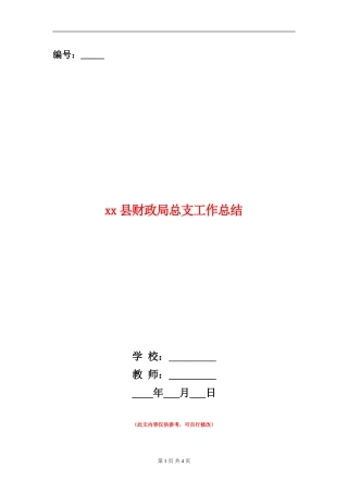 xx县财政局总支工作总结