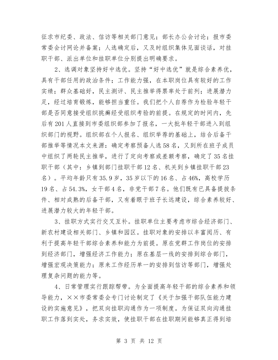 2024年年轻干部工作交流材料与2024年并村改革工作实施方案汇编_第3页