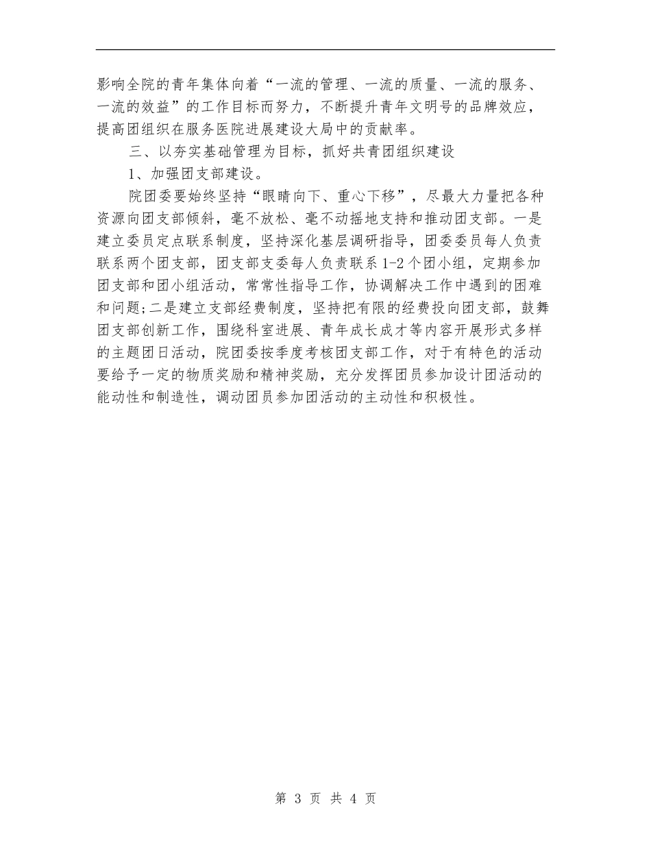 2024年甲级医院团委主任工作计划_第3页