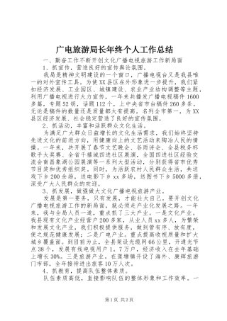 广电旅游局长年终个人工作总结