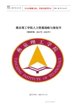 某理工学院人力资源战略与规划书