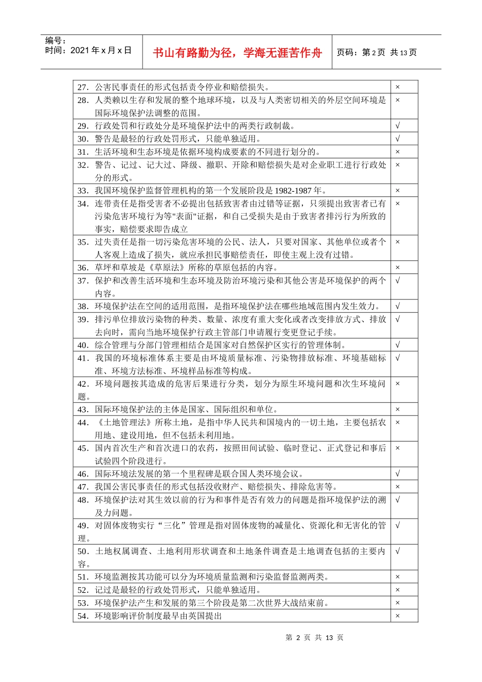 环境保护法模拟试题_第2页