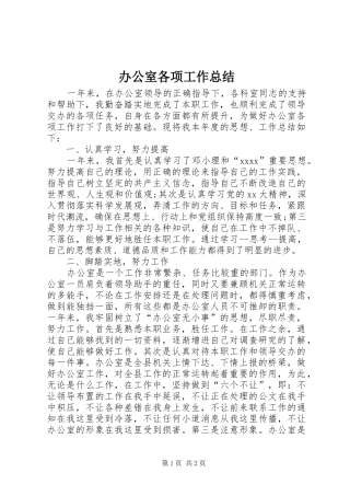 办公室各项工作总结