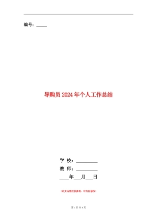 导购员2024年个人工作总结