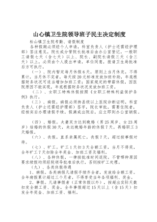 山心镇卫生院领导班子民主决定规章制度细则