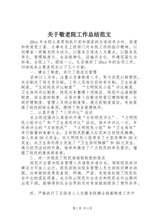 关于敬老院工作总结范文
