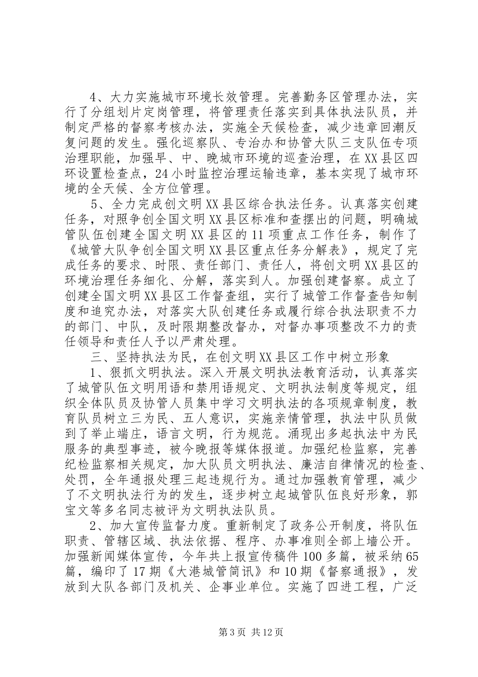 城管大队工作总结报告范文3篇精选范文_第3页