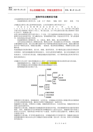 植物学培训概要思考题