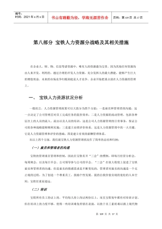 第八部分 宝铁人力资源分战略及其相关措施