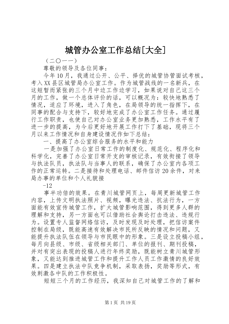 城管办公室工作总结[大全]_第1页