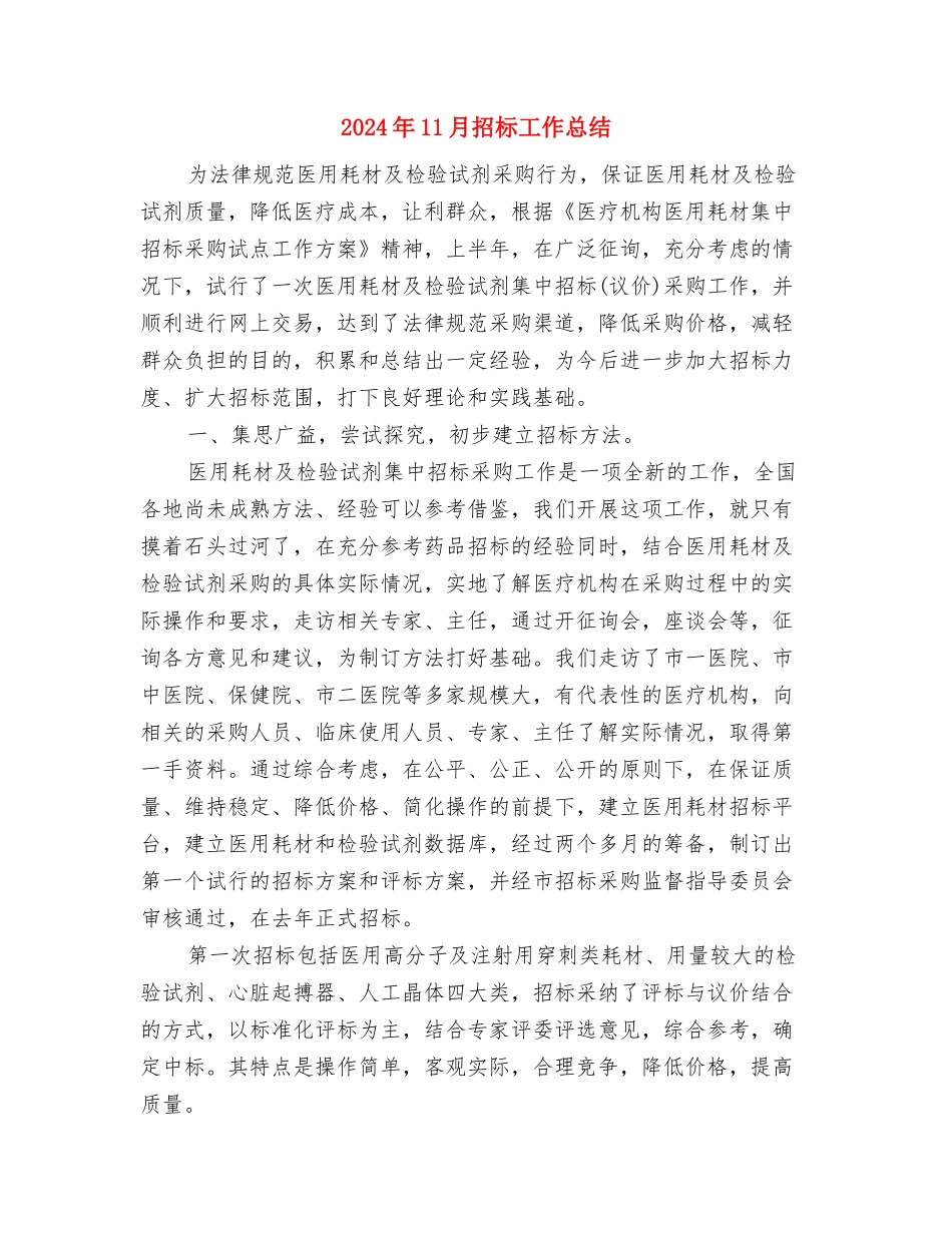 2024年11月技术工作总结与2024年11月招标工作总结汇编_第2页