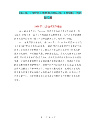 2024年11月技术工作总结与2024年11月招标工作总结汇编