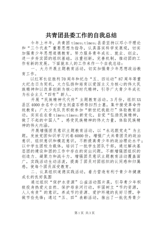 共青团县委工作的自我总结