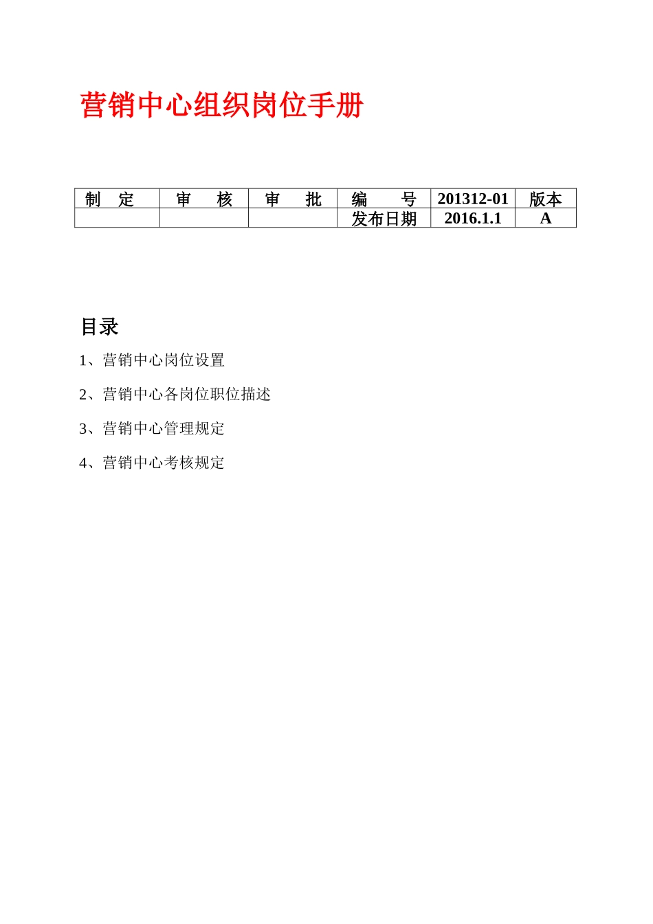 聪明童话童装公司营销中心组织岗位绩效_第1页