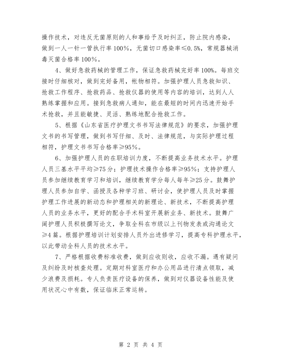 2024年手术室护理工作计划范文与2024年手术科主任工作计划范文汇编_第2页