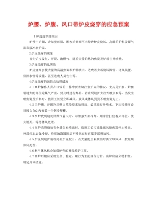 《安全管理应急预案》之炉腰、炉腹、风口带炉皮烧穿的应急预案 
