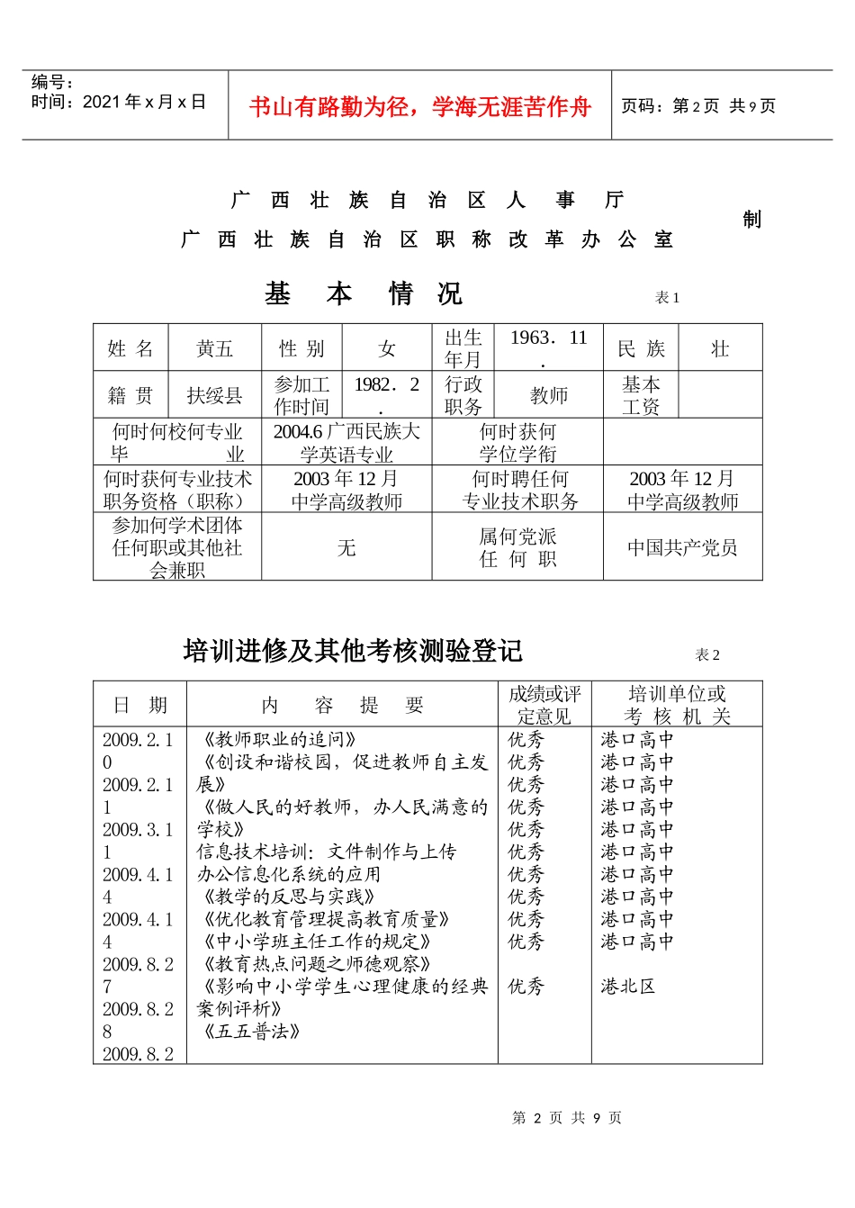 英语教师XXXX年度考核表_第2页