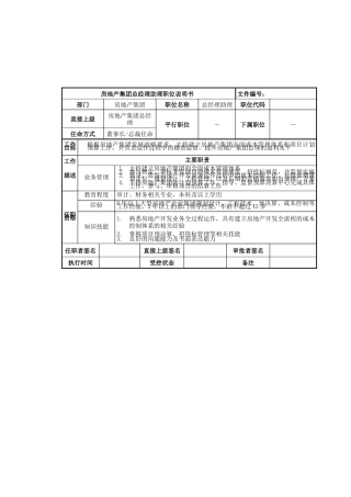 房地产集团总经理助理岗位说明书