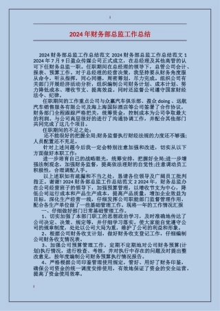 2024年财务部总监工作总结
