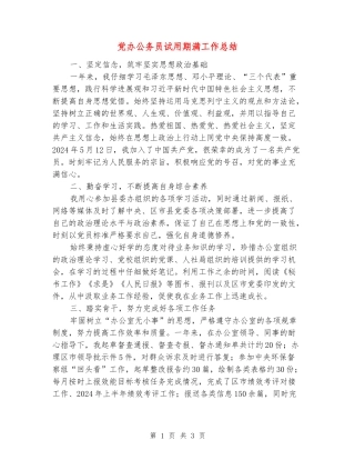 党办公务员试用期满工作总结