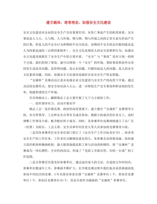 《安全文化》之建立载体，培育理念，加强安全文化建设 