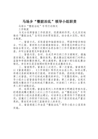 马场乡“整脏治乱”领导小组职责要求 