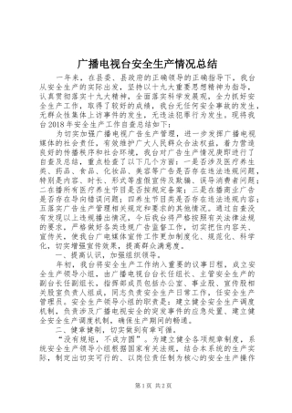 广播电视台安全生产情况总结