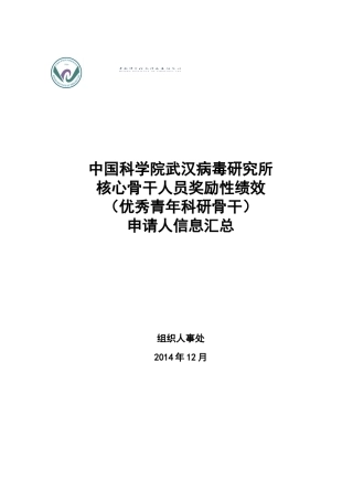 核心骨干人员奖励性绩效-优秀青年科研骨干申请人材料汇