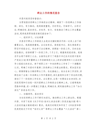 群众工作的情况报告