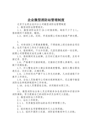 企业微型消防站管理规章制度 