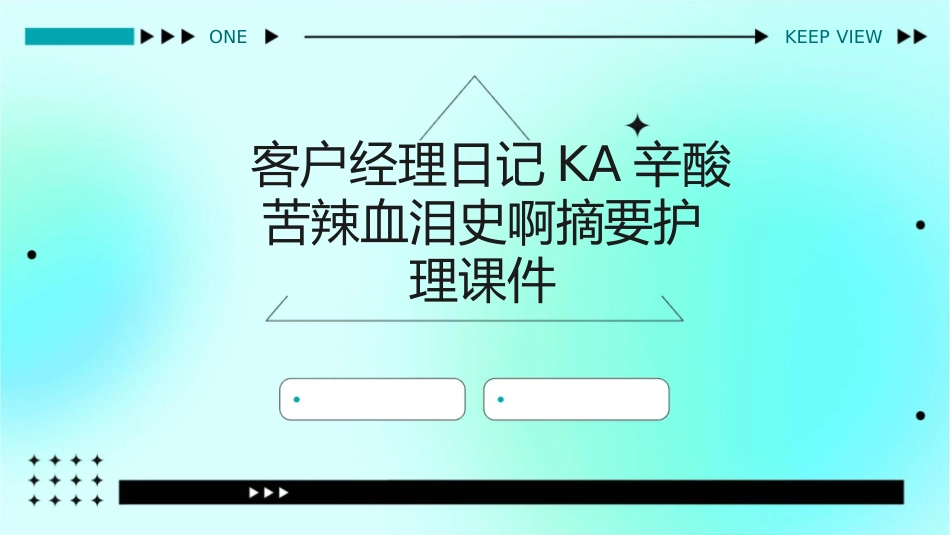 客户经理日记KA辛酸苦辣血泪史啊摘要护理课件_第1页