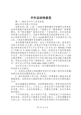 半年总结啥意思