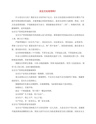 《安全文化》之安全文化有用吗？ 