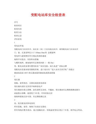 《安全管理资料》之变配电站库安全检查表 