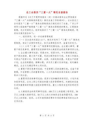 总工会落实“三重一大”情况自查报告