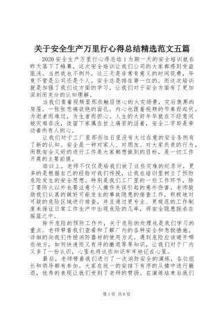 关于安全生产万里行心得总结精选范文五篇