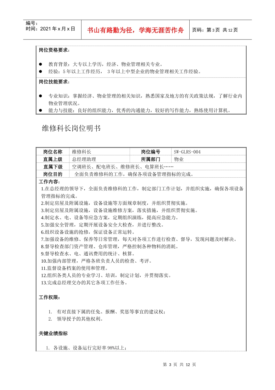 总经理助理岗位说明书_第3页