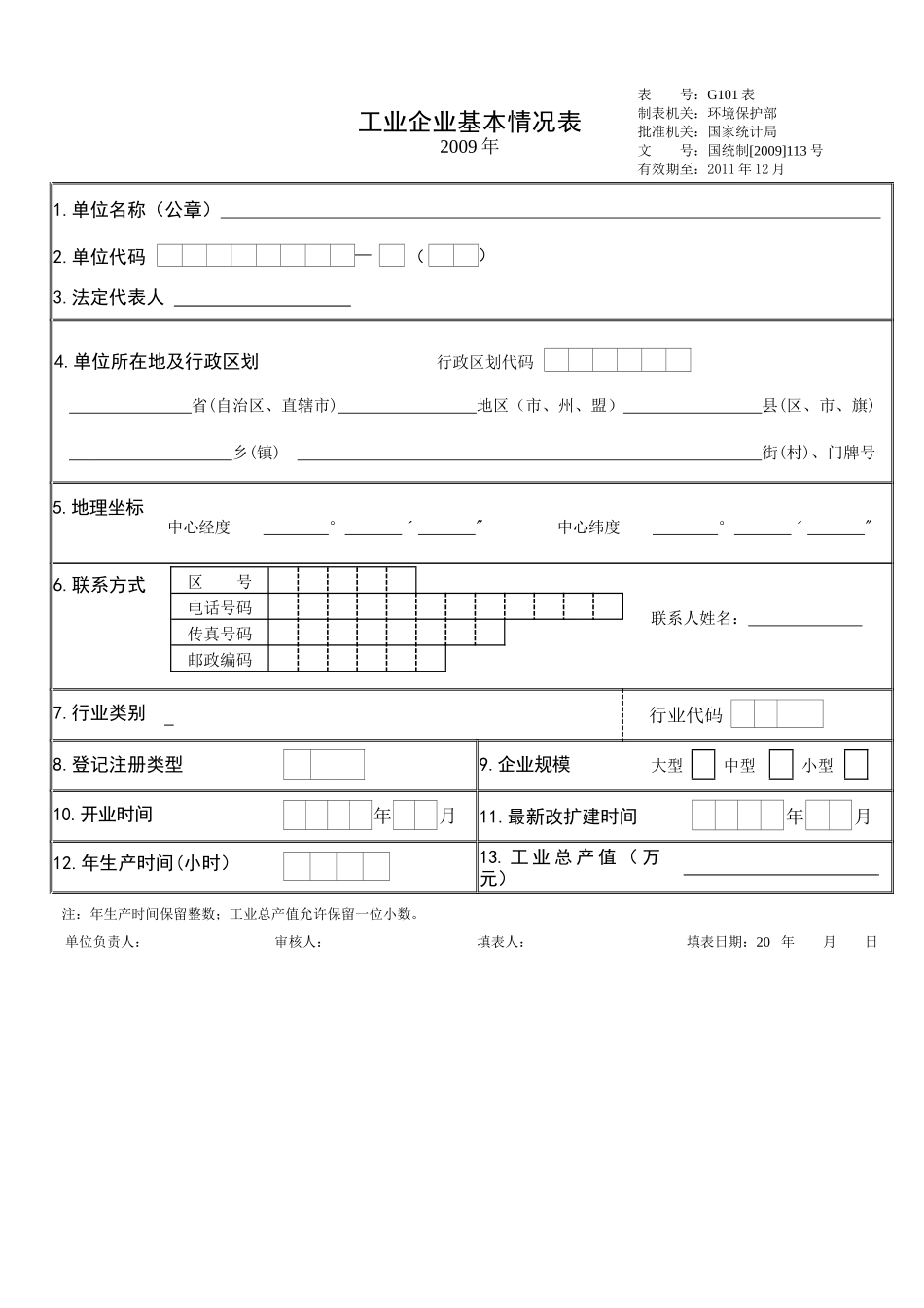 稻草人《全国工业污染源重点调查单位调查表空表》_第2页