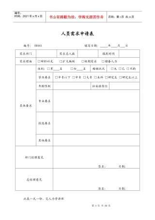 管理表格--部分人事表格(修改后)(DOC 23页)