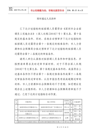预审通过人员清单