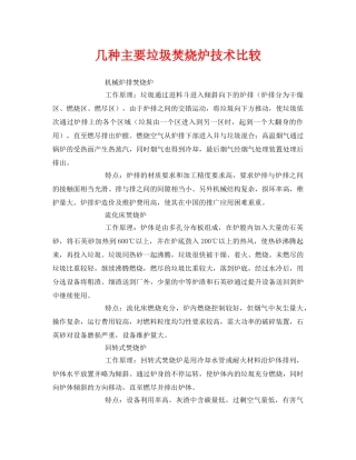 《安全环境-环保技术》之几种主要垃圾焚烧炉技术比较 