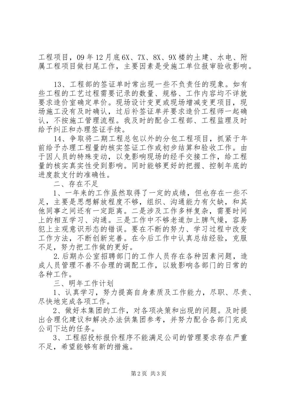 工程项目建设个人的工作总结_第2页