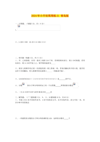2024年小升初周周练21-青岛版
