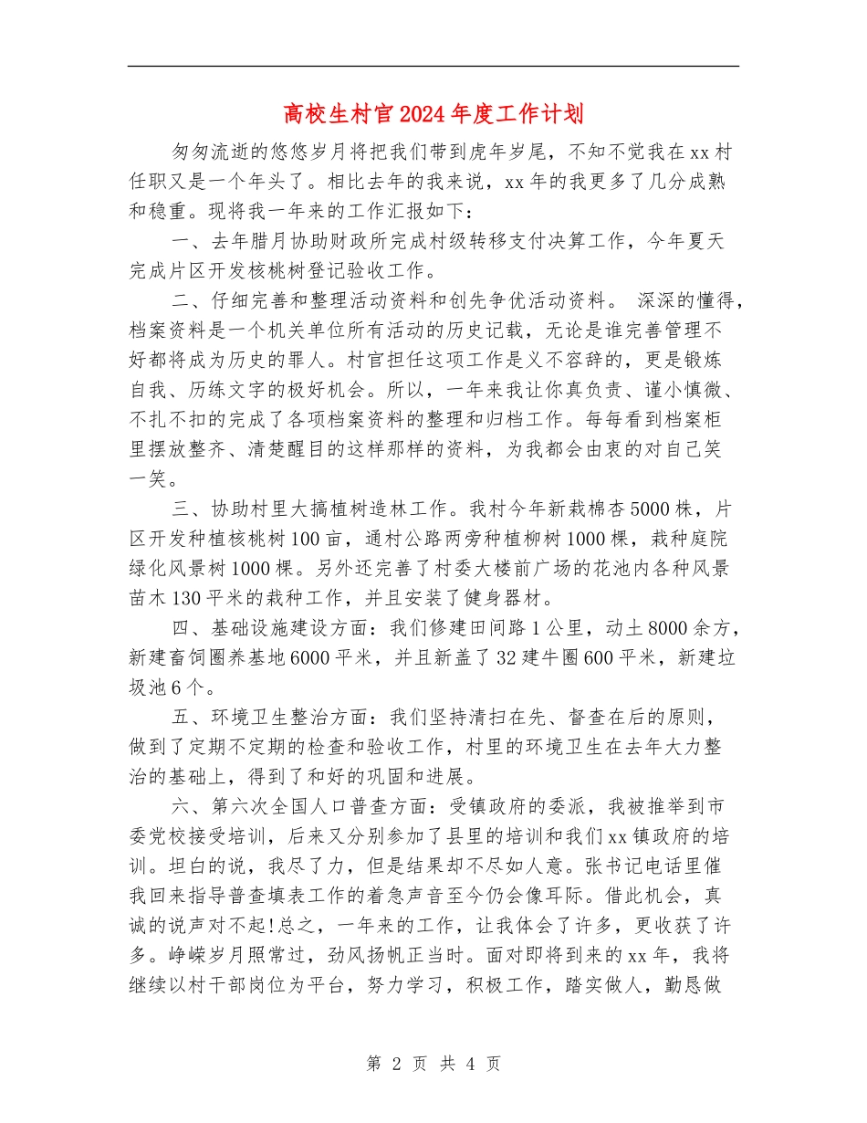 大学生村官2024年度工作计划_第2页