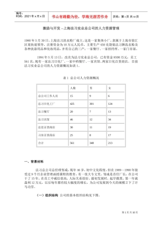 某某公司的人力资源管理—激励与开发