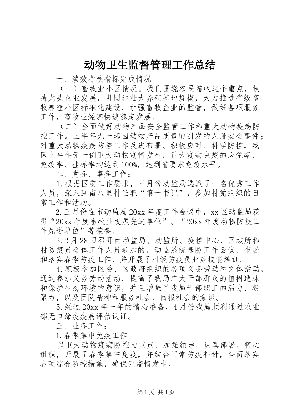 动物卫生监督管理工作总结_第1页
