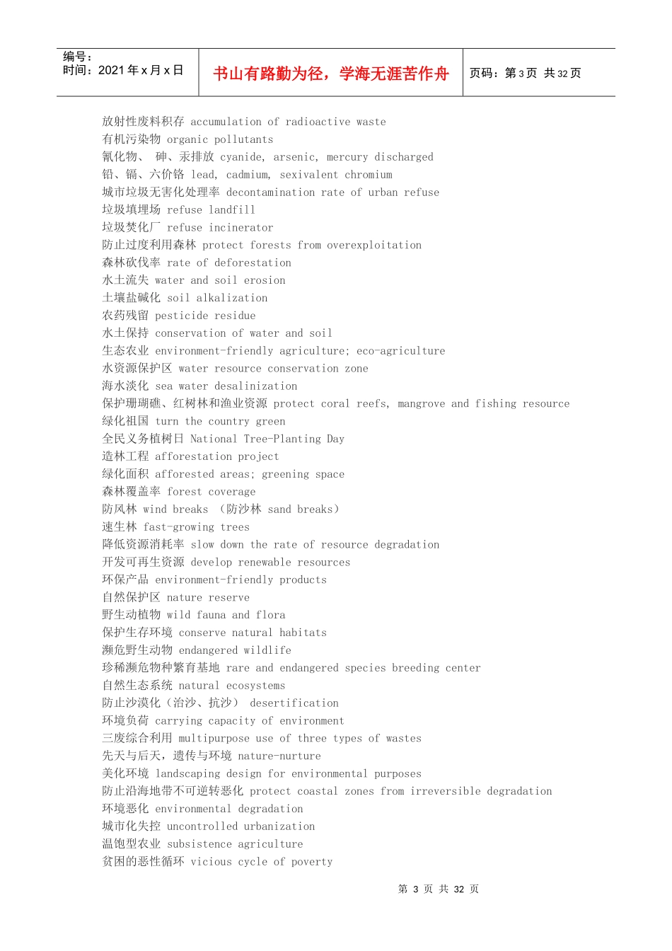 环境保护相关词汇英语翻译_第3页